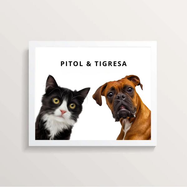 Quadro Dois Pets Personalizado -  Minimalista 30x21cm