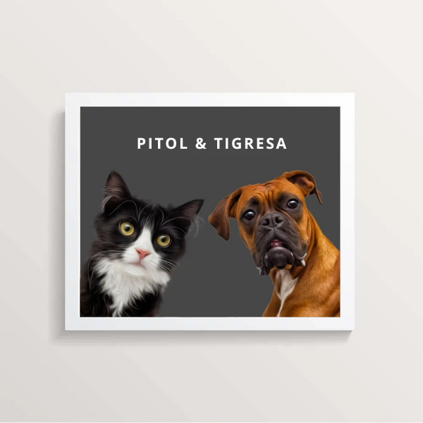 Quadro Dois Pets Personalizado -  Minimalista 30x21cm