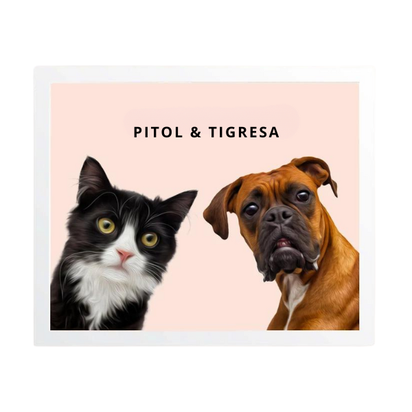 Quadro Dois Pets Personalizado -  Minimalista 30x21cm