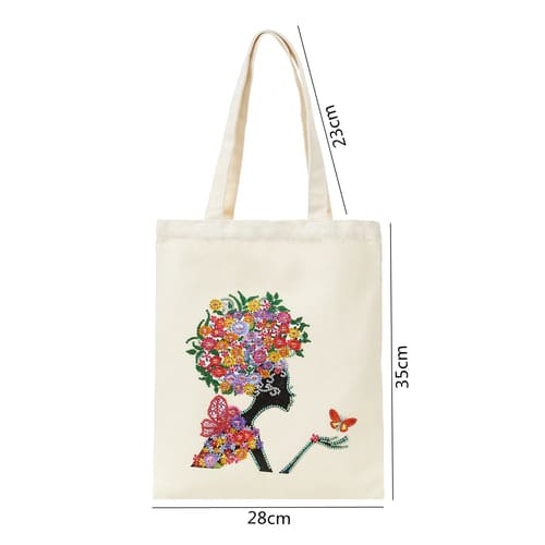 Pintura com Diamantes - EcoBagy Mulher com Flores - Bagy Art