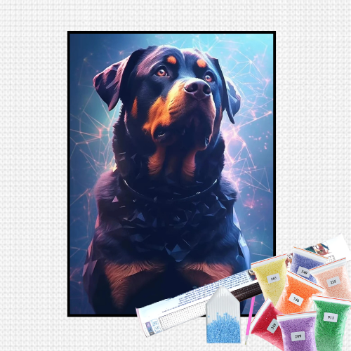 Pintura com Diamantes - Cão Rottweiler - Bagy Art