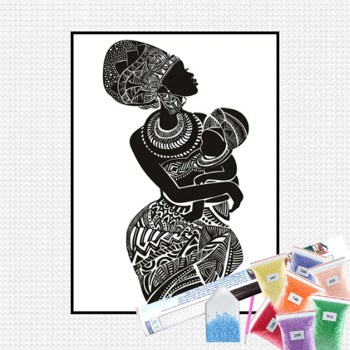 Pintura com Diamantes - Mulher Africana - Bagy Art