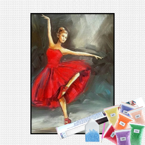 Pintura com Diamantes - A Bailarina de Vermelho - Bagy Art