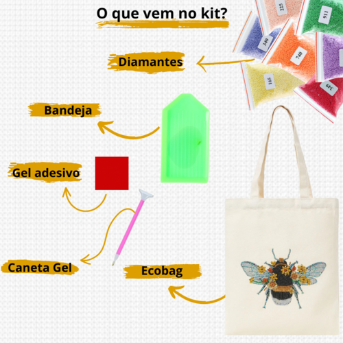 Pintura com Diamantes - EcoBagy Abelha - Bagy Art