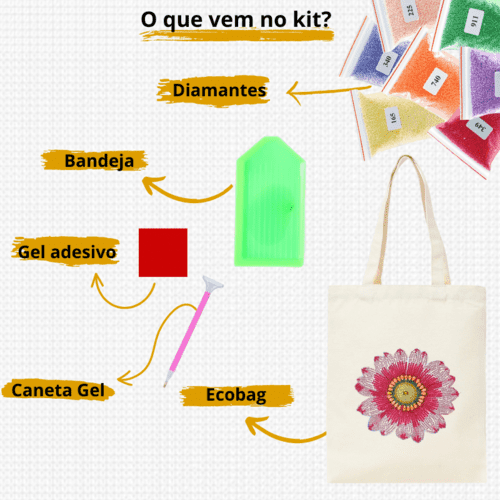 Pintura com Diamantes - EcoBagy Flor - Bagy Art