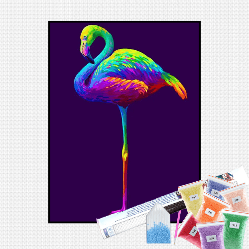 Pintura com Diamantes - Flamingo - Bagy Art