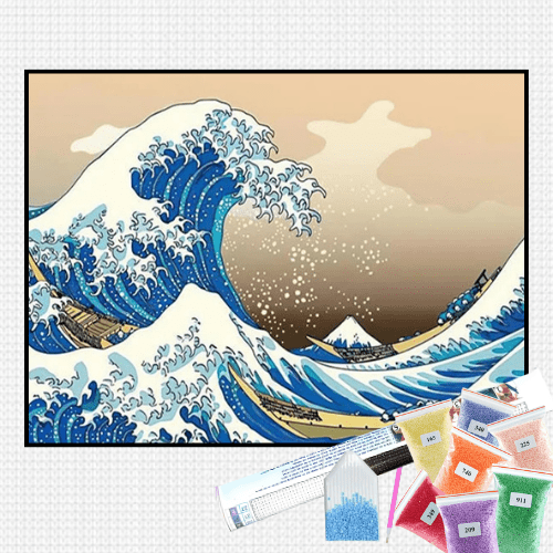 Pintura com Diamantes - A Grande Onda de Kanagawa - Bagy Art