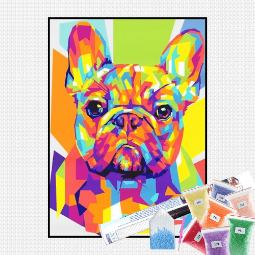 Pintura com Diamantes - Buldogue francês Pop Art - Bagy Art