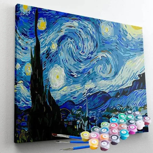 Pintura Numerada Terapêutica - A Noite Estrelada de Van Gogh