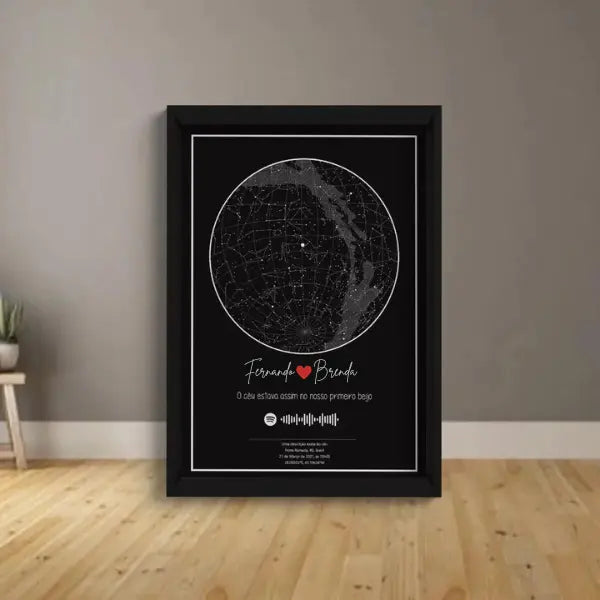 Quadro Mapa das Estrelas + Qr Code Spotify - 30x40cm