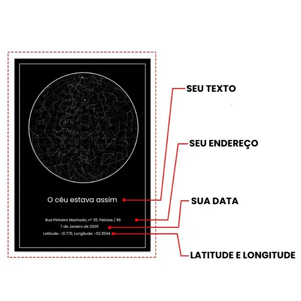 Quadro Mapa das Estrelas - 21x30cm