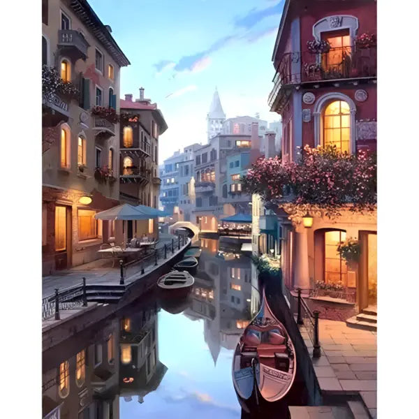 Pintura Numerada Terapêutica - Barquinhos em Veneza