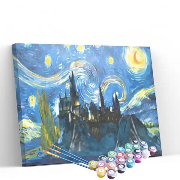 Pintura Numerada Terapêutica - A Noite Estrelada em Hogwarts