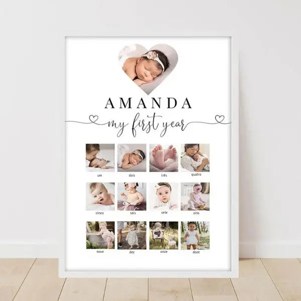 Quadro Personalizado Primeiro Ano Bebê - 42x60cm