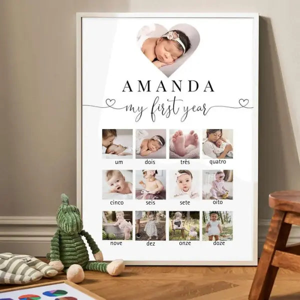 Quadro Personalizado Primeiro Ano Bebê - 42x60cm