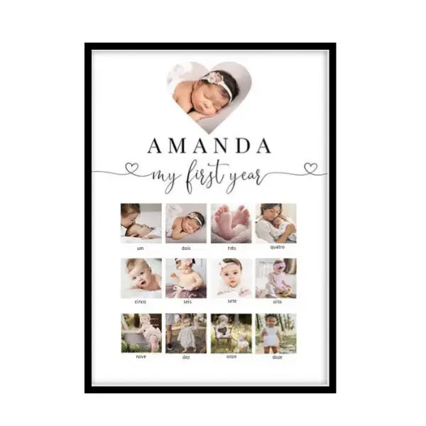 Quadro Personalizado Primeiro Ano Bebê - 42x60cm